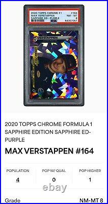 2020 Topps Chrome #164 F1 Max Verstappen #/10 Rc Purple Refractor Sapphire Psa 8
