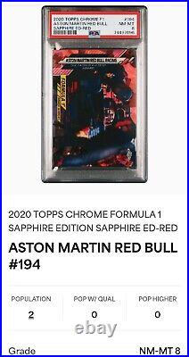 2020 Topps Chrome #194 Sapphire F1 #/5 Red Bull Verstappen Red Refractor Psa 8