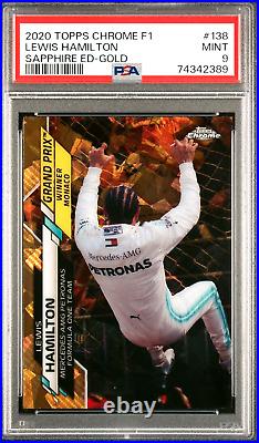 2020 Topps Chrome F1 #138 Sapphire #/50 Gold Refractor Lewis Hamilton PSA 9 Mint