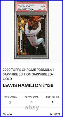 2020 Topps Chrome F1 #138 Sapphire #/50 Gold Refractor Lewis Hamilton PSA 9 Mint