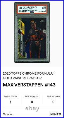 2020 Topps Chrome F1 #143 Max Verstappen #/50 Gold Wave Refractor PSA 9 POP 1/1