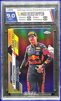 2020 Topps Chrome F1 #143 Max Verstappen #/50 TRUE GOLD Refractor RC HGA 9 MINT