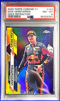 2020 Topps Chrome F1 #143 Max Verstappen /50 TRUE Gold Refractor RC Rookie PSA 8