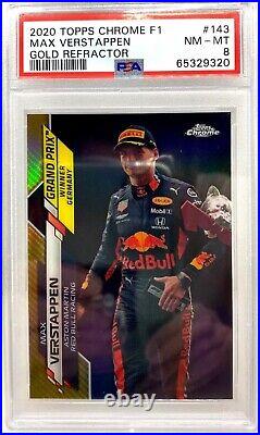 2020 Topps Chrome F1 #143 Max Verstappen /50 TRUE Gold Refractor RC Rookie PSA 8