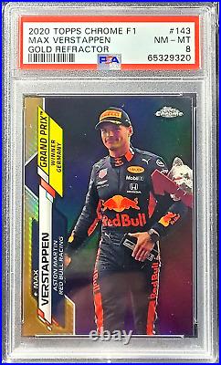 2020 Topps Chrome F1 #143 Max Verstappen /50 TRUE Gold Refractor RC Rookie PSA 8