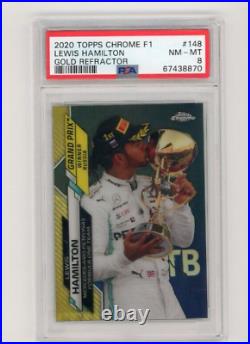 2020 Topps Chrome F1 #148 Lewis Hamilton Car #06/50 Gold Refractor RC PSA 8