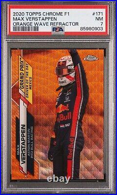 2020 Topps Chrome F1 #171 MAX VERSTAPPEN #1 /25 Orange Wave Refractor 1/1 PSA 7