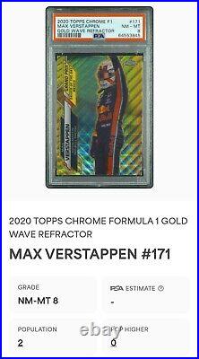 2020 Topps Chrome F1 #171 MAX VERSTAPPEN /50 Gold Wave Refractor RC PSA 8 POP 2