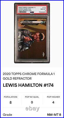 2020 Topps Chrome F1 #174 Gold Refractor #/50 Lewis Hamilton 1st Edition PSA 8