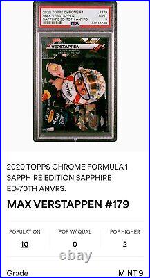 2020 Topps Chrome F1 #179 Sapphire #/70 Black Refractor Max Verstappen RC PSA 9
