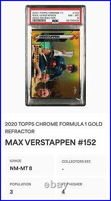 2020 Topps Chrome F1 # /50 #152 Gold Refractor Max Verstappen Rookie PSA 8 SP RC