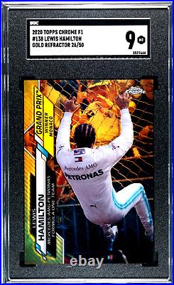 2020 Topps Chrome F1 #/50 Gold Refractor 138 Lewis Hamilton Rookie SP SGC 9 POP3