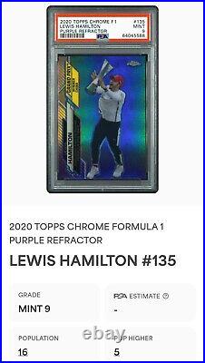 2020 Topps Chrome F1 Purple Refractor #/399 131 Lewis Hamilton Rookie Psa 9 Mint