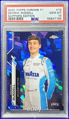 2020 Topps Chrome F1 Sapphire #19 George Russell Rookie RC Refractor PSA 10 Gem