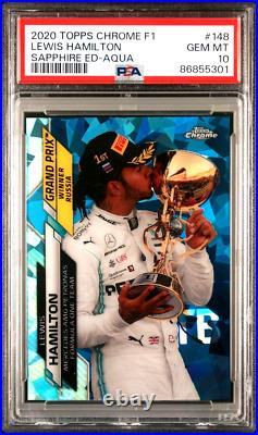 2020 Topps Chrome F1 Sapphire /99 Lewis Hamilton AQUA REFRACTOR PSA 10 Gem #148