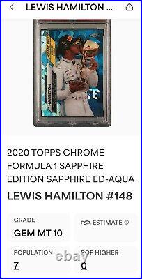 2020 Topps Chrome F1 Sapphire /99 Lewis Hamilton AQUA REFRACTOR PSA 10 Gem #148