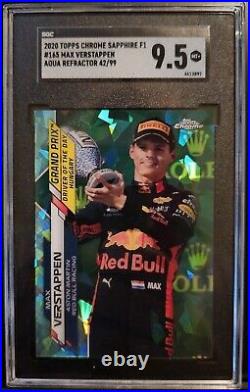 2020 Topps Chrome F1 Sapphire Ed Aqua /99 #165 Max Verstappen Rookie SGC 9.5 RC