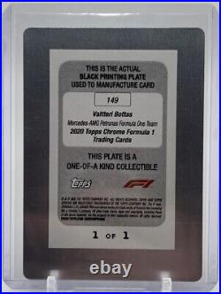 2020 Topps Chrome Formula 1 F1 Valtteri Bottas Black Printing Plate #1/1 #149