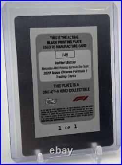 2020 Topps Chrome Formula 1 F1 Valtteri Bottas Black Printing Plate #1/1 #149