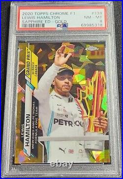 2020 Topps Chrome Sapphire F1 #1 /50 Gold Refractor #139 Lewis Hamilton PSA 8 SP