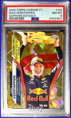 2020 Topps Chrome Sapphire F1 # /50 Gold Refractor #162 MAX VERSTAPPEN RC PSA 8