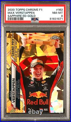 2020 Topps Chrome Sapphire F1 # /50 Gold Refractor #162 MAX VERSTAPPEN RC PSA 8