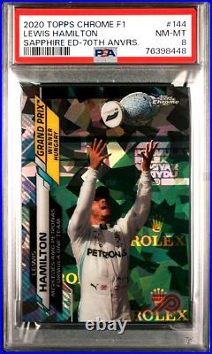 2020 Topps Chrome Sapphire F1 #/70 70th Anniversary Lewis Hamilton Rookie PSA 8