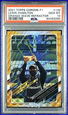 2021 Topps Chrome F1 #139 Lewis Hamilton #/25 Orange Wave Refractor PSA 10 Gem