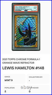 2021 Topps Chrome F1 /25 Orange Wave Refractor Prizm 148 LEWIS HAMILTON PSA 9 SP