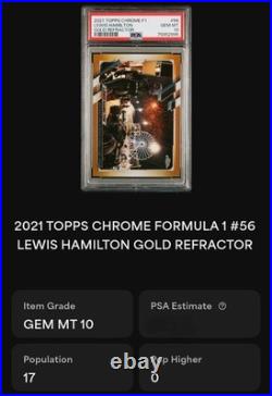 2021 Topps Chrome F1 #56 Lewis Hamilton #/50 True Gold Refractor Ssp Psa 10 Gem 2021 Topps Chrome F1 #56 Lewis Hamilton #/50 True Gold Refractor Ssp Psa 10 Gem
