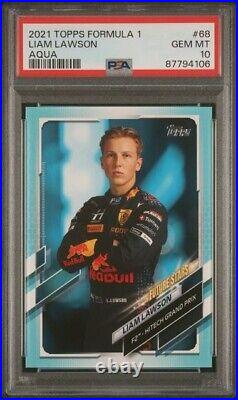 2021 Topps Formula 1 Liam Lawson /199 PSA 10 Aqua FutureStars Rookie #68 F1