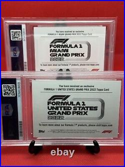 2022 TOPPS F1 MIAMI GRAND PRIX and USGP COTA Yuki Tsunoda PSA 10 GEM MT