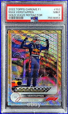 2022 Topps Chrome F1 #152 Gold Refractor #1 /50 Max Verstappen 1/1 Car # PSA 9