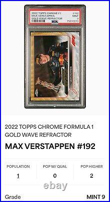 2022 Topps Chrome F1 #192 Max Verstappen Car #1 /50 Gold Refractor PSA 9 POP 1/1