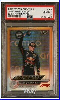 2022 Topps Chrome F1 Max Verstappen Gold Refractor /50 Psa 10 #167 Us Gp Win