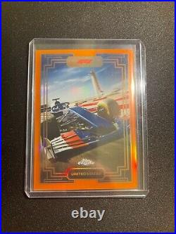 2022 Topps Formula 1 Topps Chrome Art Du Grand Prix SSP USA GP Orange 07/25