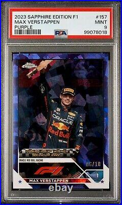 2023 Sapphire Edition F1 #157 Max Verstappen Purple /10 PSA 9 Red Bull Racing