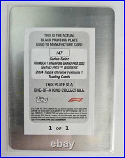 2024 Topps Chrome F1 Carlos Sainz 1/1 Printing Plate Black Grand Prix Winner 147
