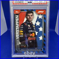 2024 Topps Formula 1 Max Verstappen US Grand Prix Exclusive Blue /99 PSA 8