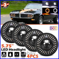 4pcs 5 3/4 5.75 LED Headlights Hi/Lo Start Halo Ring for Pontiac GTO Grand Prix