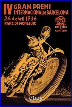 4th International Barcelona Grand Prix Vintage Motorbike Poster + Free Shipping