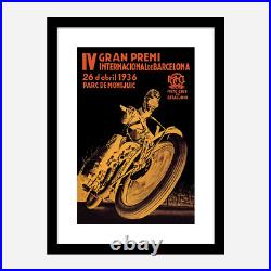 4th International Barcelona Grand Prix Vintage Motorbike Poster + Free Shipping