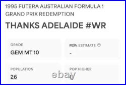 AYRTON SENNA PSA 10 Futera 1995 Thanks Adelaide GRAND PRIX FORMULA ONE F1 Card