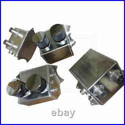 Aluminum Engine Oil Blow By Evacuation Tank Catch Can with Breathers & Fittings