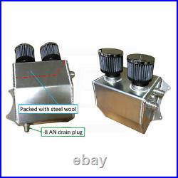 Aluminum Engine Oil Blow By Evacuation Tank Catch Can with Breathers & Fittings