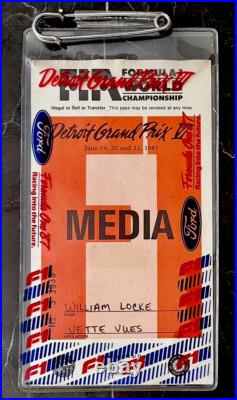 Ayrton Senna #6 & Final Lotus Win-1987 Detroit F1 Grand Prix Pass/Ticket
