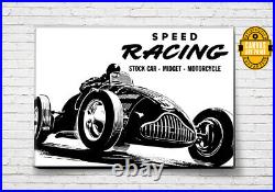 B&W Grand Prix Racing Canvas Print 18X24 24X36 36X48 Sizes Available Pop Art Car