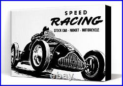 B&W Grand Prix Racing Canvas Print 18X24 24X36 36X48 Sizes Available Pop Art Car