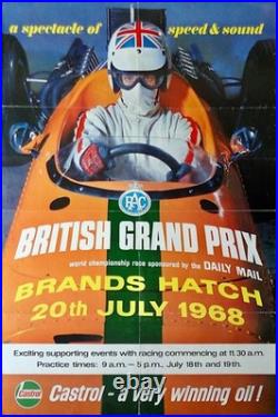 BRITISH GRAND PRIX BRANDS HATCH 1968 Original car racing poster 20x30