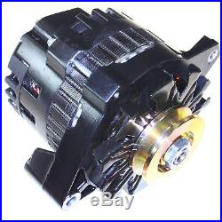 Black High Output Alternator Fit Gm 65-85 1-wire One Wire 220 Amps 150a Idle